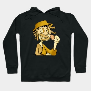 Dope hungry dude character eating illustration Hoodie